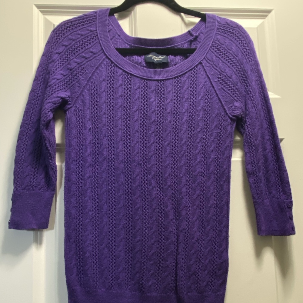 Purple 3/4 Sleeve Sweater